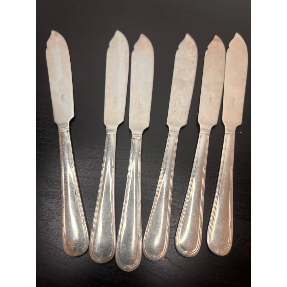 12-Piece EPNS Silver Plated Fish Cutlery Set c. 1920s Knives Forks Antique
